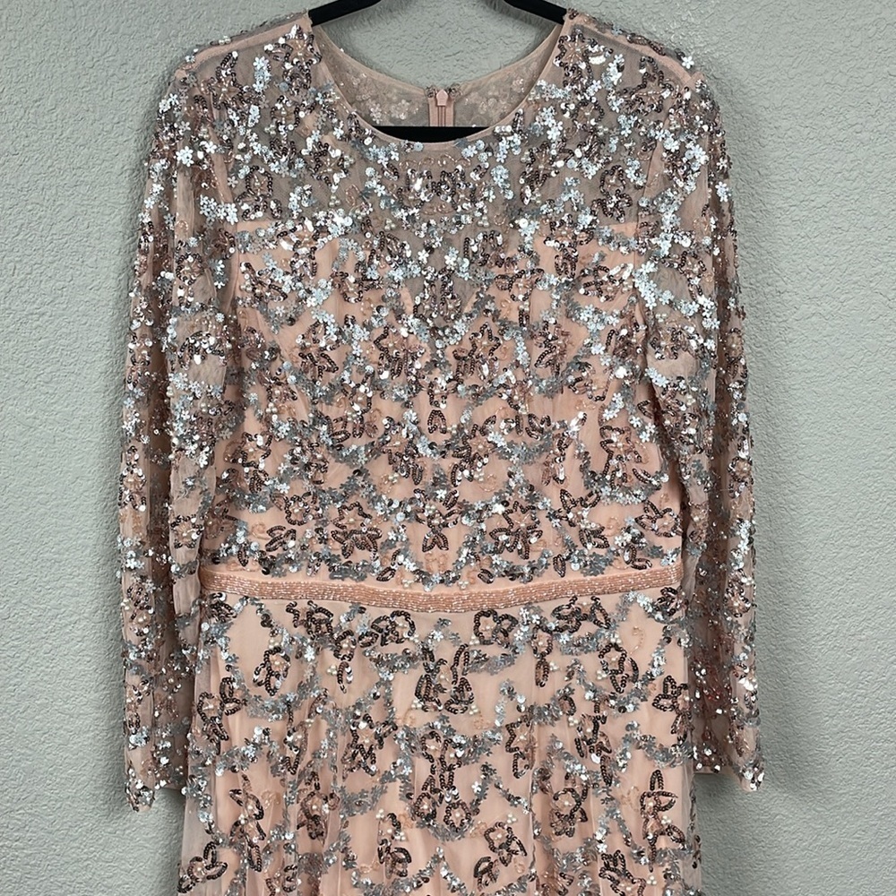 NWT Mac Duggal 5496 Embellished Illusion High Neck Long Sleeve A Line Gown 14 - Picture 6 of 16
